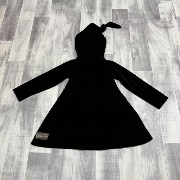 ✅Toddler Size 4 Matilda Jane Ginger Black Velvet Hooded Dress Lined Button STAIN - Picture 2 of 10